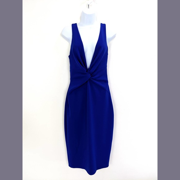 Katie May Size M Zaza Deep V-Neck Sleeveless Cutout-Back Twist Midi Dress Blue - Picture 5 of 12